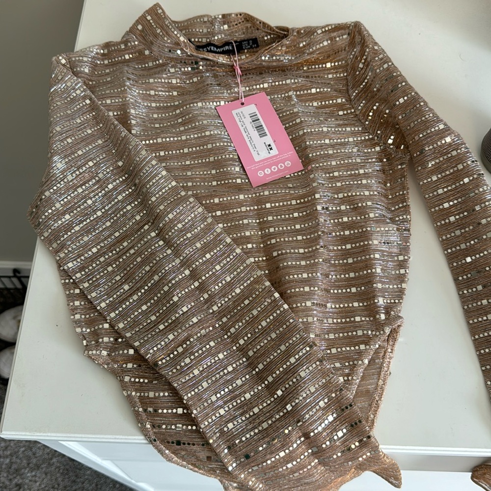 sparkly gold bodysuit never worn size 2 womens